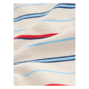 T-shirt rayé à manches courtes et col rond pour garçons, haut décontracté en coton tricoté, coupe classique, motif bleu, rouge et blanc - Product Image 6