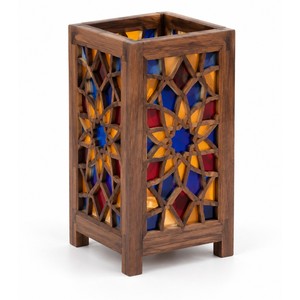 Walnut Shebeke Wooden Lattice <b>Tealight</b> <b>Lantern</b> | Handcrafted Wholesale - Product Image 1