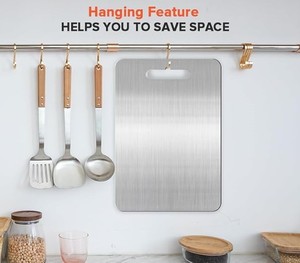 Tabla de Cortar de Acero Inoxidable, Resistente, para Preparación de Alimentos en la Cocina, Carne, Verduras, Pan, Apta para Lavavajillas - Product Image 6
