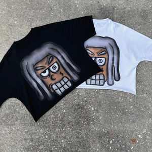 Camiseta Personalizada para Hombre, Corte Cuadrado, Algodón Grueso, Oversize, Corta, Lisa, Cuello Redondo, con Estampado - Product Image 1