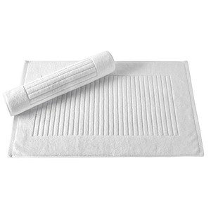 White Cotton Bath <b>Mat</b> Rectangle Non-Slip Rubber Backing Classic Woven Home Use - Product Image 1