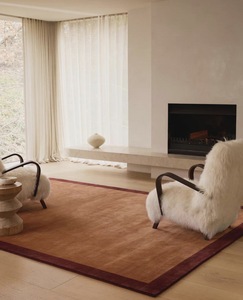 Alfombra Naranja con Borde Rojo – Alfombra Suave con Mechones para Sala de Estar, Dormitorio, Decoración Moderna para el Hogar - Product Image 3