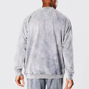 Wholesale High Quality Acid Wash <b>Pullover</b> Sweatshirts <b>Men</b> Embroidered 100% Cotton Crewneck Winter Fleece Breathable Eco-Friendly - Product Image 3