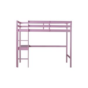Letto a soppalco doppio per bambini in legno di gomma rosa con scrivania integrata, scaletta e ringhiera di sicurezza - Product Image 6