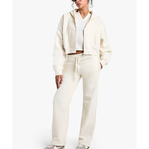 Conjunto de 2 Piezas de Sudadera con Capucha y Cremallera Personalizada y Pantalones Jogger para Entrenamiento Físico, Ropa Deportiva Modesta, Chándal Athleisure para Correr y Gimnasio - Product Image 2