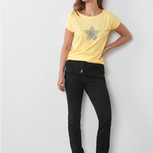 Camisetas de manga corta para mujer con logo personalizado, camisetas de algodón para entrenamiento y jogging, camiseta holgada con cuello redondo para mujer, talla OEM. - Product Image 3