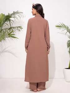 Ensemble Abaya Turque Femme : Blouse Unie et Pantalon, Manches Longues, Style Dubaï, Décontracté, Deux Pièces, Modeste, Haute Qualité, Lavable - Product Image 3