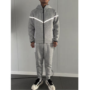 Ensemble de survêtement pour homme en molleton technique, logo personnalisé, mode d'usine, automne-hiver, marque de mode, 2 pièces, sweat-shirt décontracté en coton épais réfléchissant - Product Image 3