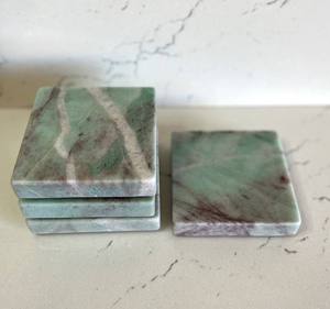Luxury Quartzite Square Coaster <b>Set</b> With Natural Stone Finish For Home Decor <b>Coffee</b> <b>Table</b> Protection Tea <b>Coffee</b> Use - Product Image 4