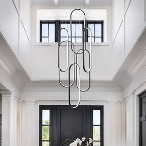 Lampadario a Sospensione LED Moderno con Anello, per Soffitti Alti, 3 Colori Dimmerabili, Contemporaneo, 78 Pollici, Nero - Product Image 4