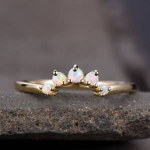 Anillo de Ópalo Natural Certificado por IGI, Plata de Ley 925, Chapado en Oro de 14K, Piedra de Nacimiento de Octubre, Conjunto de Anillos de Boda para Mujer, Regalo - Product Image 5