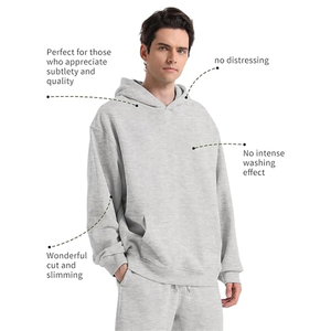 Nueva Moda Hombre Otoño Invierno Transpirable Estilo Urbano Manga Larga Holgado Color Sólido Sudadera con Capucha Casual Blusa Polar Tops Gris Sudaderas con Capucha 2027 - Product Image 3