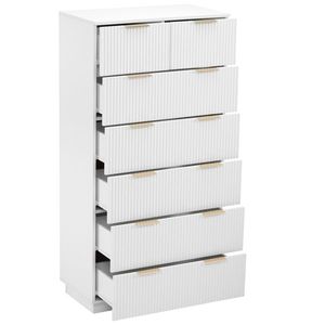 Commode blanche en panneaux de particules P2 et panneaux de densité avec façade de tiroir à motif ondulé, six niveaux, sept tiroirs - Product Image 3