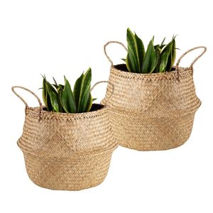 Cestas Decorativas Hechas a Mano de la Marca PHU HAO, Cestas de Paja Natural Plegables para Almacenamiento de Mantas, Toallas, Juguetes, Recuerdos y Artículos del Hogar - Product Image 1
