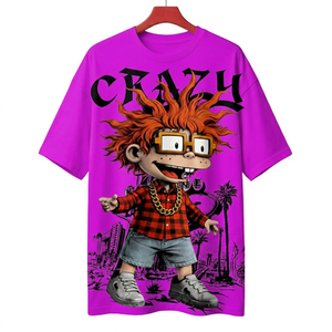 เสื้อยืดแขนสั้นสีขาวพิมพ์ลายการ์ตูนสุดเท่ห์ทรงโอเวอร์ไซส์ คอกลม สไตล์ลำลองแนวสตรีท เป็นมิตรกับสิ่งแวดล้อม - Product Image 4