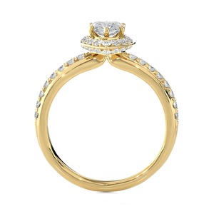 Anillo de compromiso de oro amarillo con halo de diamantes cultivados en laboratorio de corte pera personalizado de 2.5 quilates - Proveedor - Product Image 4