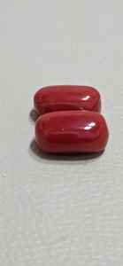 Coral Rojo Italiano Mediterráneo Ovalado, Gemas Gemeladas Sueltas para Fabricación de Joyería y Pendientes - Product Image 3