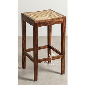 Tabouret de bar traditionnel en bois massif de luxe avec siège en tissu et design élégant pour îlot de cuisine, chambre à coucher, salle à manger - Product Image 5
