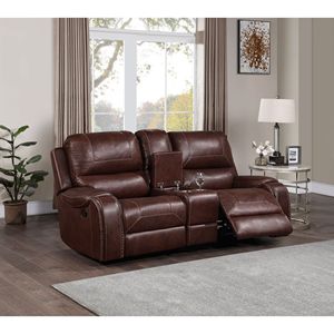 Keily marrone scuro reclinabile manuale aliante Loveseat comodi mobili reclinabili - Product Image 4