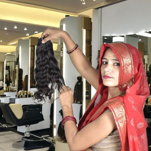 <b>Cheap</b> Virgin Pure Indian Machine Weft Natural Double Bundles Temple Human Hair <b>Extensions</b> Best Quality 8-36 Inch Wavy Human Hair - Product Image 1