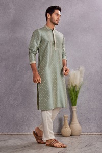 Stylish Heavy Cotton <b>Kurta</b> With Neck Embroidery And Semi Cotton Chudidar Perfect For Wedding Festival And Traditional Wear - Product Image 5