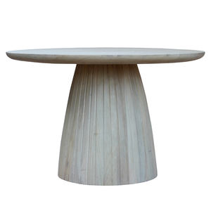 Modern Luxury Solid Wood Round Coffee <b>Table</b> Large Dark <b>Walnut</b> Minimalist Pedestal Fluted Drum Center <b>Table</b> for Living Room - Product Image 3