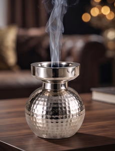Metal <b>Incense</b> Burner Silver Hammered Spherical Censer <b>Cone</b> Ash Catcher Holder Wholesale - Product Image 3