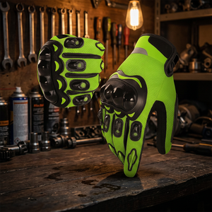 Guantes de Motocicleta Verdes con Protección en los Nudillos para Adultos Unisex, Transpirables, de Material PU, para Todas las Estaciones - Product Image 4