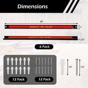 6 Pack Red Magnetic Carbon Steel Tool Organizer Strips Clutter-Free Workspace Solution - Product Image 3