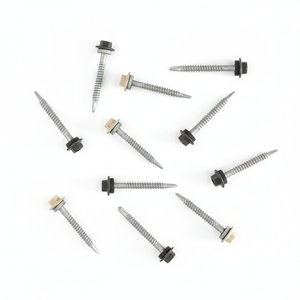 Vis autoperceuse à tête plate PDC Modèle 12 avec rondelle EPDM collée, en acier au carbone classe 4.8 6.8, chromée, zinguée/galvanisée, à filetage grossier - Product Image 2