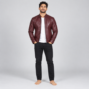 Fashion <b>men</b> <b>leather</b> <b>jacket</b> combining durable quality smooth texture comfortable lining and versatile style for daily outfits - Product Image 1