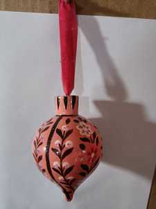 Pink Wood Floral <b>Christmas</b> <b>Tree</b> Ornament Hot Selling Hanging Bauble Indoor Festive Decorative Pendant for Holiday Decor - Product Image 1