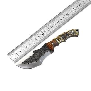 Couteau de chasse artisanal de haute qualité en acier Damas sur mesure, lame pleine longueur, manche en corne de cerf, étui en cuir, OEM - Product Image 2