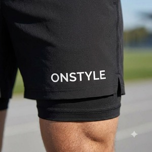Shorts de course 2-en-1 ONSTYLE pour hommes avec doublure de compression, bas de sport athlétique en polyester/coton respirant avec cordon de serrage - Product Image 4