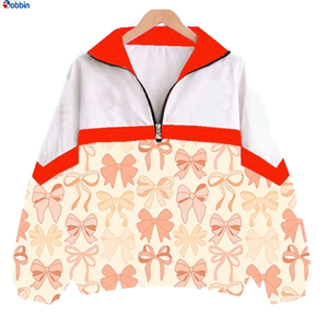 Top Quality <b>Windbreaker</b> <b>Jacket</b> <b>for</b> <b>Women</b> Racer <b>Jacket</b> Full Sleeve Zipper Front Bows Soccer Pattern Green White Breathable Woven - Product Image 4
