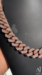 Chaîne cubaine en argent sterling 925 plaqué or rose avec moissanite, collier hip-hop glacé, certifié par un tiers AARVA JEWELS pour - Product Image 5