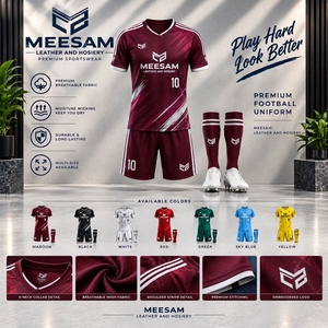 Ensemble de maillot de football pour hommes, col en V, manches courtes, respirant, en maille, uniforme de football, évacuation de l'humidité - Product Image 3