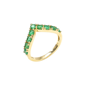 Anillo de Boda Hecho a Mano en Oro Amarillo de 14K, con Esmeralda de 3mm en Engaste Chevron, Gema Natural, Joyería de Alta Calidad para Aniversario, Venta al Por Mayor - Product Image 1