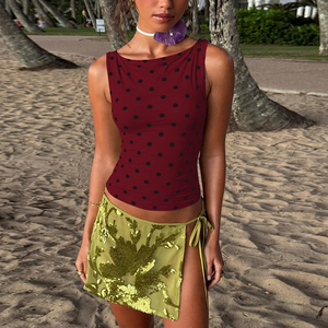 Womens Floral Print Halter <b>Camisole</b> <b>Silk</b> Satin Drape Neck Asymmetric Hem Spaghetti Strap Tank Top Custom Apparel Summer - Product Image 3