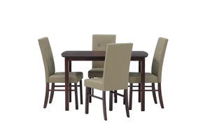 Solid Wood Dining <b>Table</b> Set 4 Seater, Rectangular Wooden <b>Table</b> with Upholstered High Back Chairs, Modern Dining Furniture - Product Image 5