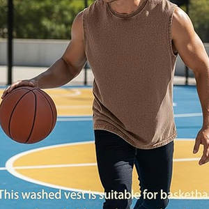 Débardeurs de sport pour hommes sans manches, col rond, décontractés, pour la gym, effet délavé, respirants, coupe ample, athlétiques, pour l'été - Product Image 4