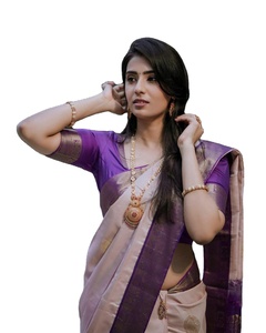 Sari de Seda de Alta Calidad, Suave y Sedoso, con Diseño Mejorado, Estilo Cultural del Sur de la India, para Bodas y Fiestas, Blusa de Sari para Novia y Damas de Honor - Product Image 1