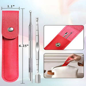 Professional Stainless Steel Cuticle Pusher <b>Tools</b> Set with PU Leather Storage Pouch for Manicure <b>Pedicure</b> Care - Product Image 1