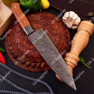 Couteau de chef professionnel en acier Damas de qualité industrielle, manche intégral, bois + époxy, ambidextre, 8 pouces - Product Image 4