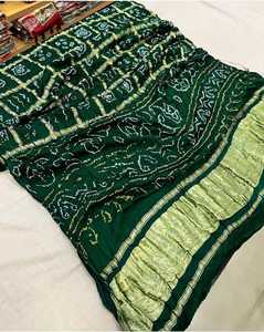 Sari Bandhej Ghatchola de Seda Pura Hecho a Mano de Lujo - Product Image 5