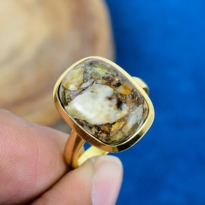 Natural <b>Cat</b> Eye Copper Cushion Shape Gemstone <b>Ring</b> 18k Micron Gold Over 925 Sterling Silver - Product Image 3