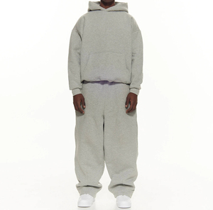 Conjunto de Dos Piezas Personalizado al por Mayor para Hombre: Sudadera con Capucha de Hombros Caídos y Pantalones de Pierna Ancha, 100% Algodón, Corte Regular - Product Image 4