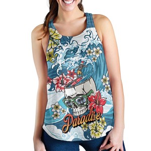 Women's Paradise Skull Floral Tank <b>Top</b> Scoop Neck Breathable Knitted Polyester Casual Style Digital Printing Embroidery - Product Image 4