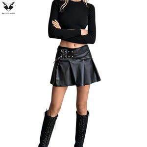 Faldas Mini de PU de Cintura Alta, Estilo Urbano, Personalizadas, de Primera Calidad, Ecológicas, para Mujer, Venta al Por Mayor - Product Image 2