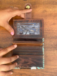 New Real Cowhide Leather Carving Women Wallet Stylish <b>Phone</b> Cases New Western Hot Selling Western Embossed Print Leather Wallets - Product Image 5